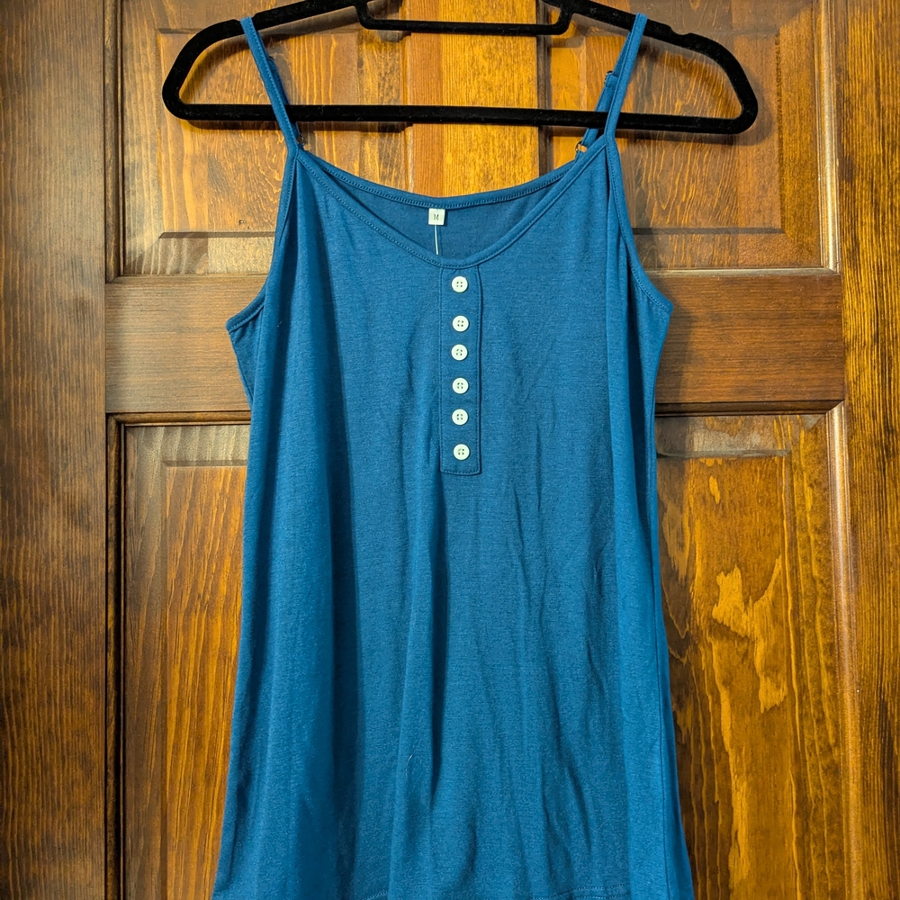 Women's Teal Button-Front Spaghetti Strap Camisole